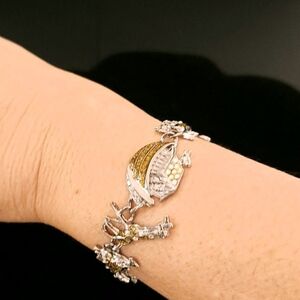 Noahs Ark Link Silvertone Bracelet